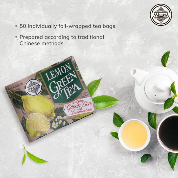 Mlesna Ceylon green tea bags with Natural Lemon extracts - Image 2