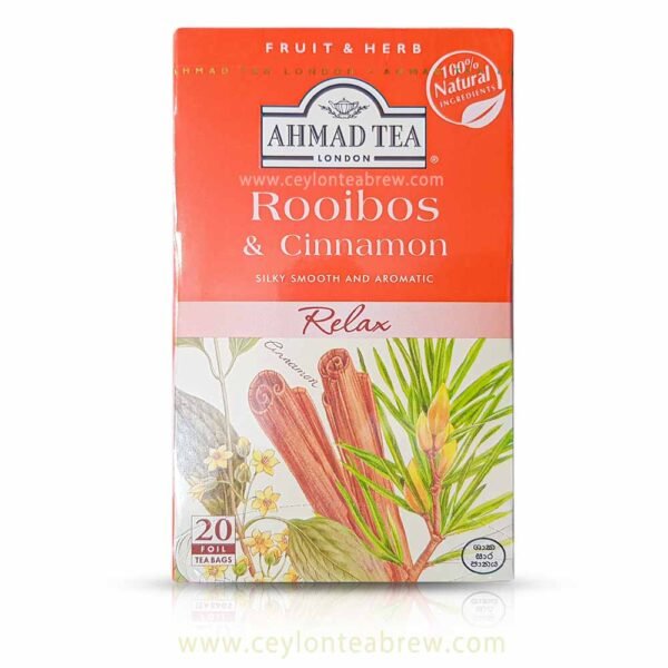 Ahmed Tea London Rooibos and Cinnamon flavored Ceylon tea bags with Cinnamon pieces - Image 1