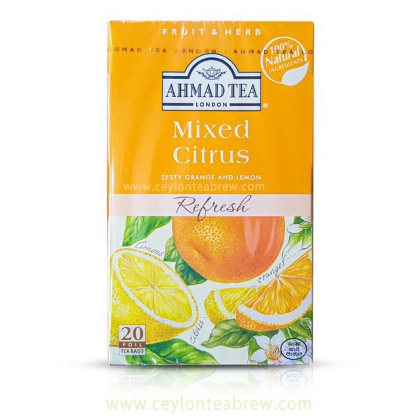 Ahmed Tea London Orange and Lemon flavored Ceylon tea bags with fruits pieces - Image 1