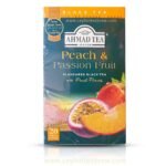 Ahmed Tea London peach and passion fruit flavored Ceylon tea bags with fruits pieces