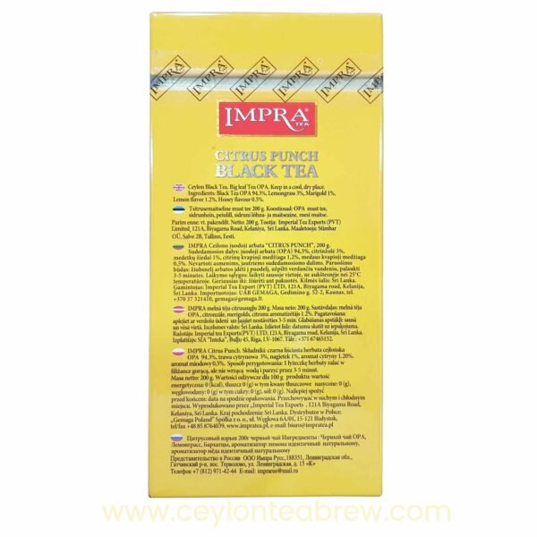Impra ceylon pure black tea with natural citrus punch leaf tea