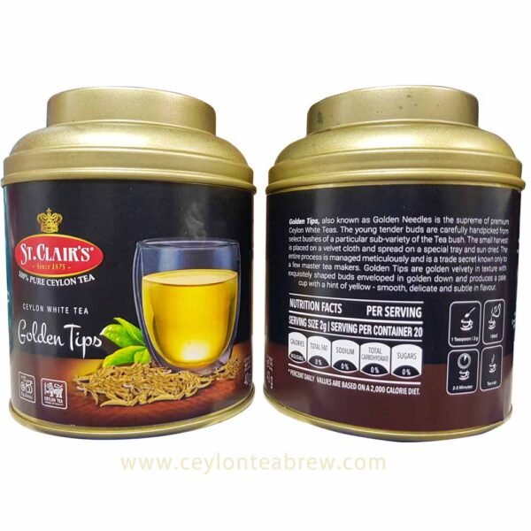 St clairs Pure Golden tips white tea in caddy