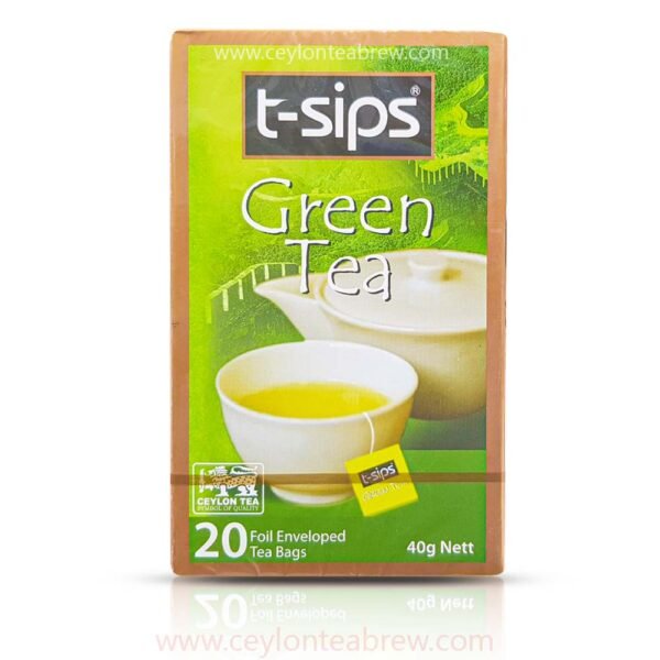 T- Sips Ceylon organic pure green tea foiled enveloped bags - Image 2