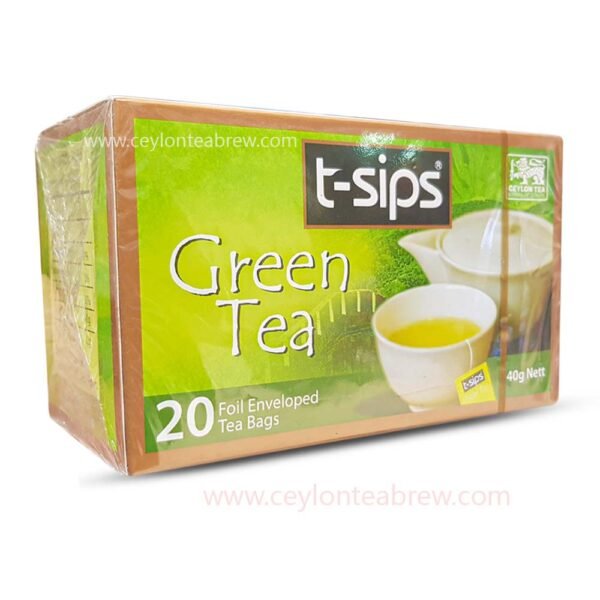 T- Sips Ceylon organic pure green tea foiled enveloped bags - Image 3