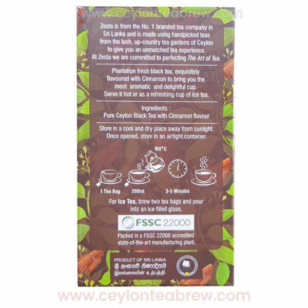 Zesta Ceylon Pure organic Cinnamon tea 25 bags antioxidant 4