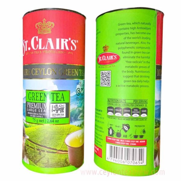 St. Clair's Pure Green Tea large leaf in can - Image 2